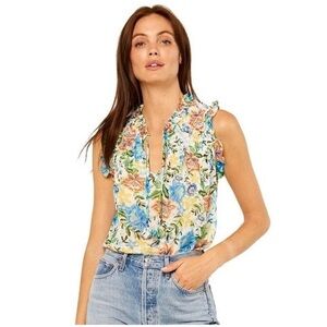 Misa Agot Top Floral Batik Sleeveless Oasis Smocked Size S Boho